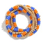 Wholesale set Five Beaded Game Day Stretch Bracelets D