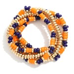 Wholesale set Five Beaded Game Day Stretch Bracelets D