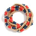 Wholesale set Five Beaded Game Day Stretch Bracelets D