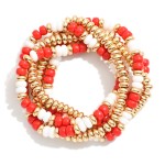 Wholesale set Five Beaded Game Day Stretch Bracelets D
