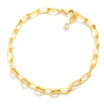 Wholesale paperclip Chain Link Bracelet Cubic Zirconia Details Gold Dipped D Ext
