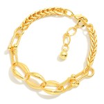 Wholesale spiga Chain Link Bracelet Oval U Links Gold Dipped D Extender L