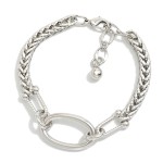 Wholesale metal Bracelet Braided Chain Oval Link Textured Clasp Gold Dipped L Ex