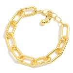 Wholesale paperclip Chain Link Bracelet Twisted Metal Links Gold Dipped D Extend