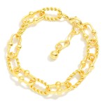 Wholesale chain Link Bracelet Twisted Metal Links Gold Dipped L Extender L