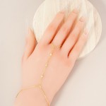 Wholesale chain Link Hand Chain Bracelet Rhinestone Stations Gold Dipped D