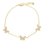 Dainty Chain Link Bracelet Featuring Cubic Zirconia Butterfly Stations 

- Gold Dipped
- Approximately 3" D