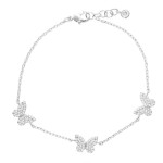 Dainty Chain Link Bracelet Featuring Cubic Zirconia Butterfly Stations 

- Gold Dipped
- Approximately 3" D