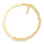 Wholesale pearl Metal Beaded Bracelet Gold Dipped L Extender L