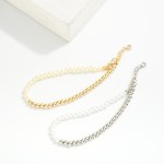 Wholesale pearl Metal Beaded Bracelet Gold Dipped L Extender L