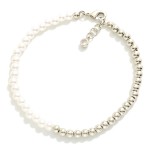 Wholesale pearl Metal Beaded Bracelet Gold Dipped L Extender L