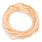 Wholesale set Six Faceted Bead Metal Beaded Stretch Bracelets D