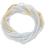 Wholesale set Six Faceted Bead Metal Beaded Stretch Bracelets D