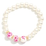 Wholesale pearl Beaded Stretch Bracelet Chinoiserie Bead Details D