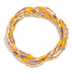 Wholesale set Five Metal Beaded Stretch Bracelets Glass Crystal Beads D