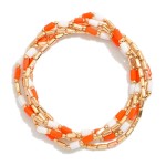 Wholesale set Five Metal Beaded Stretch Bracelets Glass Crystal Beads D