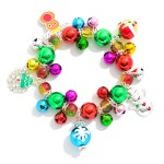 Wholesale metallic Bead Beaded Stretch Bracelet Jingle Bells Metal Christmas Cha