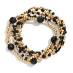 Wholesale set Seven Beaded Stretch Bracelets Metal Stone Seed Beads D