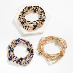 Wholesale set Seven Beaded Stretch Bracelets Metal Stone Seed Beads D