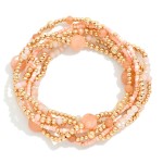 Wholesale set Seven Beaded Stretch Bracelets Metal Stone Seed Beads D