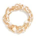 Wholesale set Seven Beaded Stretch Bracelets Metal Stone Seed Beads D