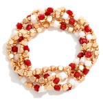 Wholesale set Five Metal Squared Beaded Stretch Bracelets Glass Crystal Beads D