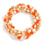 Wholesale set Five Metal Squared Beaded Stretch Bracelets Glass Crystal Beads D
