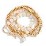 Wholesale set Five Beaded Stretch Bracelets Faceted Beads Metal Tones Knotted Me