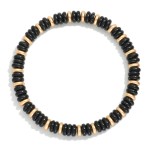Wholesale beaded Stretch Bracelets Flatted Gold Beads Disc Beads D