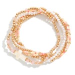 Wholesale set Six Beaded Stretch Bracelets Heishi Beads Metal Tones Pearl East W