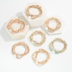 Wholesale set Six Beaded Stretch Bracelets Heishi Beads Metal Tones Pearl East W