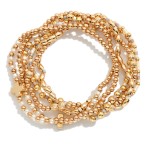 Wholesale set Six Beaded Stretch Bracelets Metal Tones Heishi Beads Plus Crosses