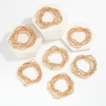 Wholesale set Six Beaded Stretch Bracelets Metal Tones Heishi Beads Plus Crosses