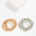 Wholesale set Five Metal Geometric Bead Beaded Stretch Bracelets D