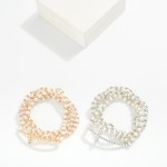 Wholesale set Five Beaded Stretch Bracelets Pearls Faceted Beads Metal East West