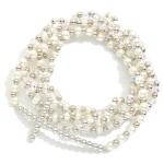 Wholesale set Five Beaded Stretch Bracelets Pearls Faceted Beads Metal East West