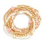 Wholesale set Seven Gold Beaded Bracelet Criss Cross Bead Pearls D