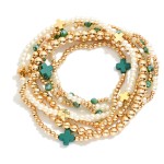 Wholesale set Seven Gold Beaded Bracelet Criss Cross Bead Pearls D
