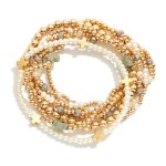 Wholesale set Seven Gold Beaded Bracelet Criss Cross Bead Pearls D