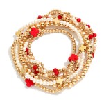 Wholesale set Seven Gold Beaded Bracelet Criss Cross Bead Pearls D