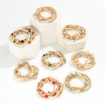 Wholesale set Seven Gold Beaded Bracelet Criss Cross Bead Pearls D