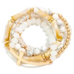 Wholesale set Five Beaded Stretch Bracelets Stone Beads Metal East West Cross D