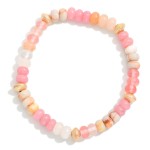 Wholesale stone Beaded Stretch Bracelet Gold Textured Beaded Stations D