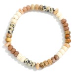 Wholesale stone Beaded Stretch Bracelet Gold Textured Beaded Stations D