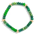 Wholesale stone Beaded Stretch Bracelet Gold Textured Beaded Stations D