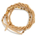 Wholesale set Five Beaded Stretch Bracelets Stone Metal Tones Bubble East West C