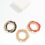 Wholesale set Four Mixed Bead Bracelet Gold Tones Pearl L