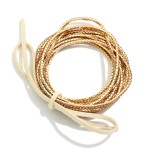 Wholesale set Rhinestone Beaded Stretch Bracelets Vegan Leather Bow Detail D