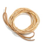 Wholesale set Rhinestone Beaded Stretch Bracelets Vegan Leather Bow Detail D