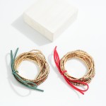 Wholesale set Rhinestone Beaded Stretch Bracelets Vegan Leather Bow Detail D